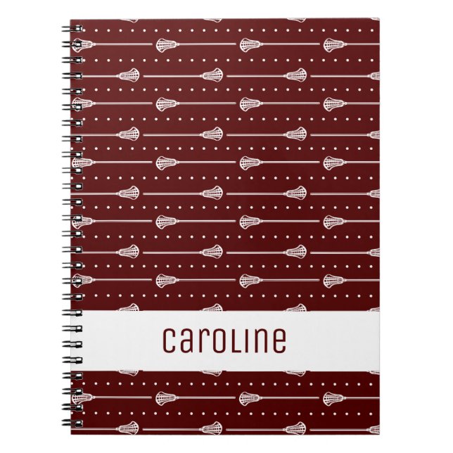 Caderno Espiral Manchas brancas Maroon e linhas pontilhadas (Frente)
