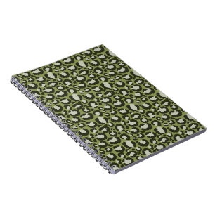 Caderno Espiral Manchas de leopardo glamorosas em verde musgo esta