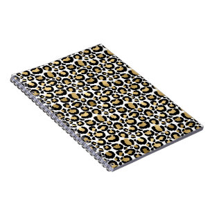 Caderno Espiral Manchas de Leopardo Monocromáticas Elegantes e Gla