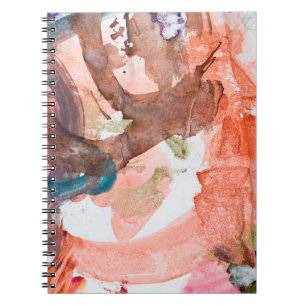 Caderno Espiral Manchas de tinta em papel branco abstrato, acrílic