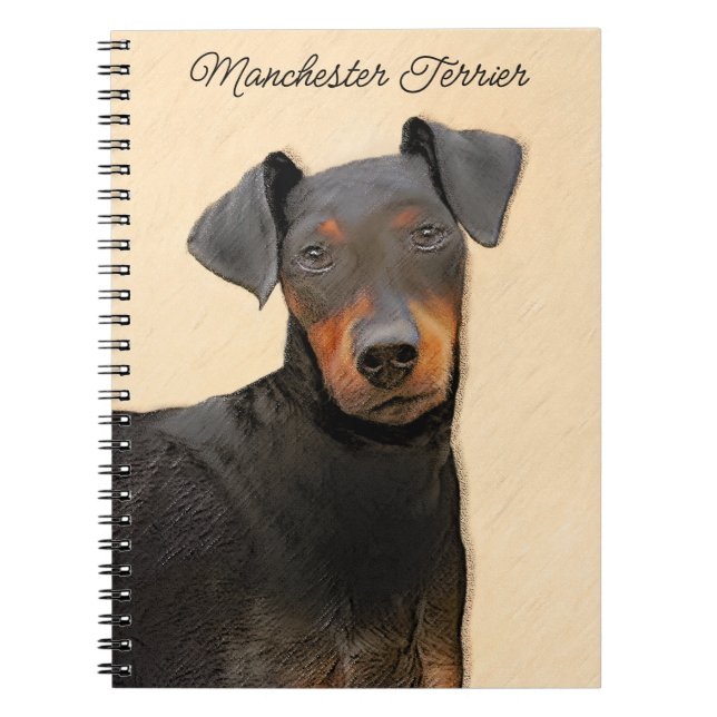 Caderno Espiral Manchester Terrier Pintura Original (Frente)