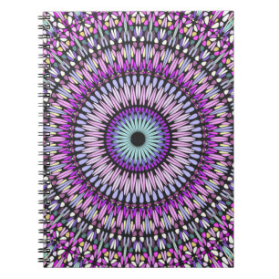 Caderno Espiral Mandala Blue Roxo Kaleidoscope Padrão-43214