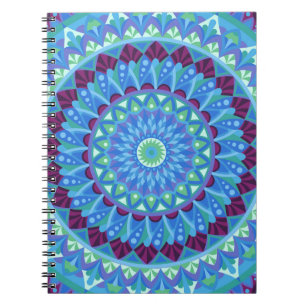Caderno Espiral Mandala Boho Meditação Sonhos da Meia-Noite Azul