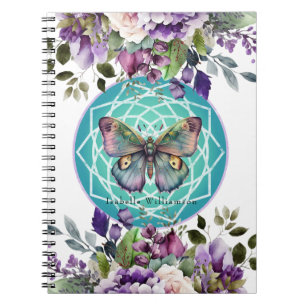 Caderno Espiral Mandala Borboleta Roxo Floral Esotérico Psíquico