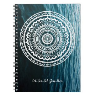 Caderno Espiral Mandala Branca Deixe o mar te libertar