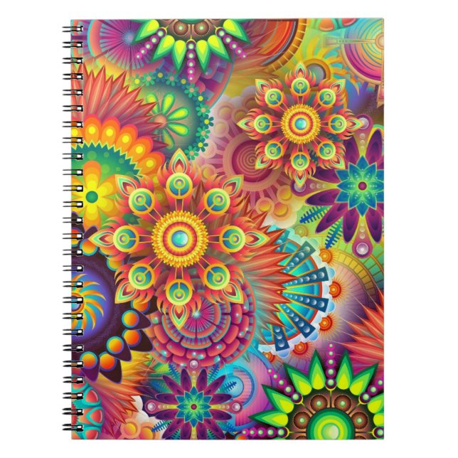 Caderno Espiral mandala colorido (Frente)