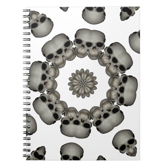 Caderno Espiral Mandala de Crânio Humano Sinistro (Frente)