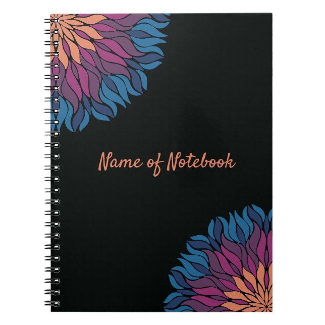 Caderno Espiral Mandala de Flores em azul e mauve (Frente)