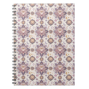 Caderno Espiral Mandala de Lótus Celestial com Desenho Espiritual