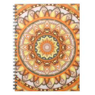 Caderno Espiral Mandala de Outono Aconchegante Padrão Geométrico B