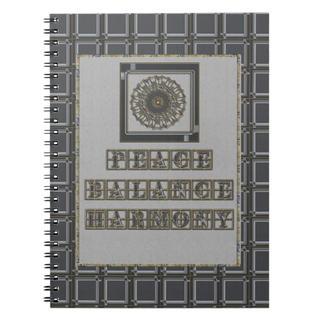 Caderno Espiral Mandala Dourada Cinza (Frente)