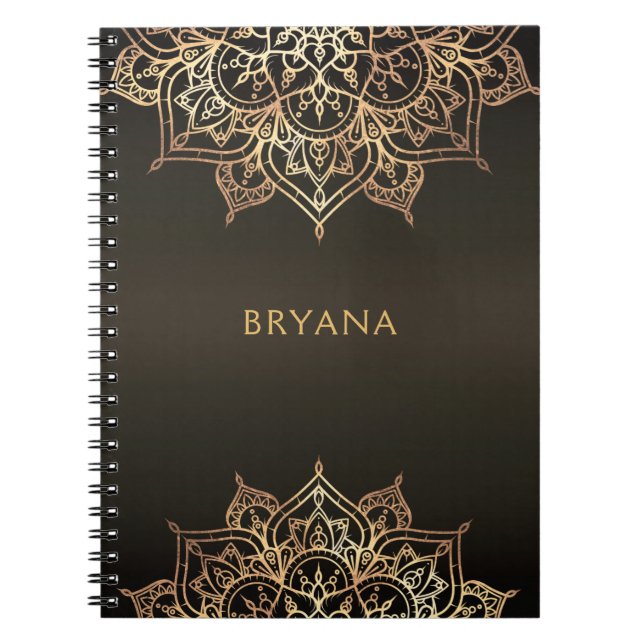 Caderno Espiral Mandala Dourada Marrom Bronze Glamour Chic Glamour (Frente)