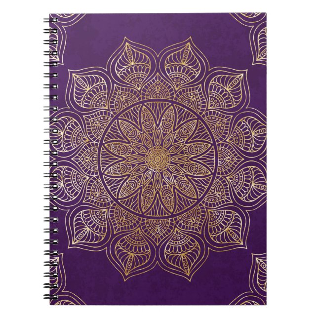 Caderno Espiral Mandala Dourado (Frente)