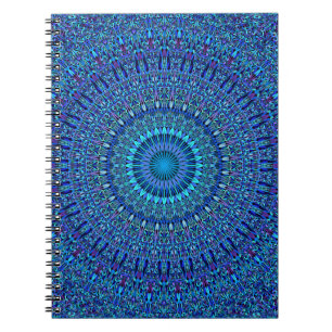 Caderno Espiral Mandala espiritual azul do jardim