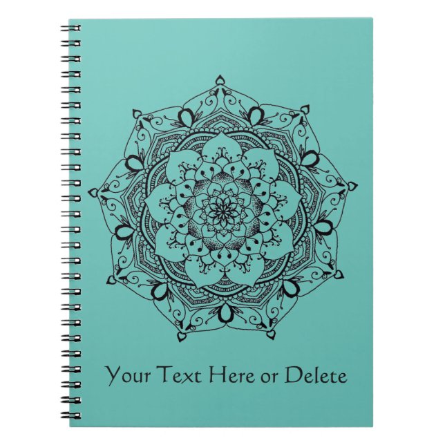 Caderno Espiral Mandala feita sob encomenda da flor do Henna do (Frente)