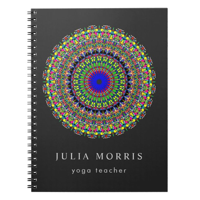 Caderno Espiral Mandala floral feliz (Frente)