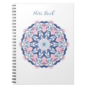 Caderno Espiral Mandala floral verde-amarela vermelha