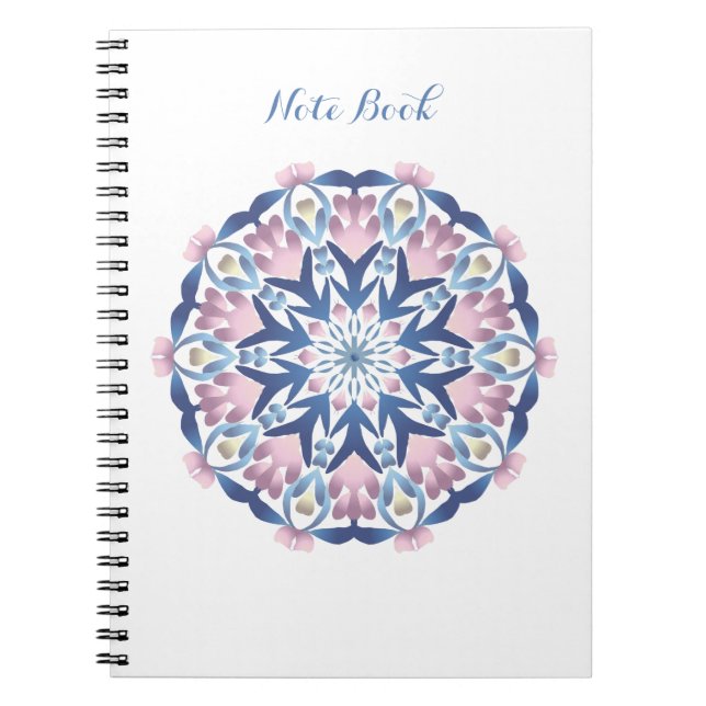 Caderno Espiral Mandala floral verde-amarela vermelha (Frente)