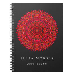 Caderno Espiral Mandala floral vermelha