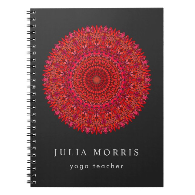 Caderno Espiral Mandala floral vermelha (Frente)