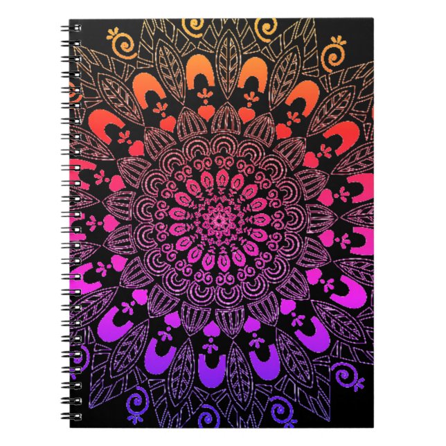Caderno Espiral Mandala Flower Design Sketch Art (Frente)