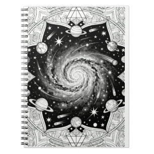 Caderno Espiral Mandala Galáxia Celestial Arte Espaço Cósmico