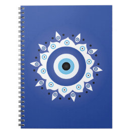 Caderno Espiral Mandala Grego Mau Azul Branco