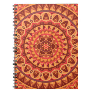 Caderno Espiral Mandala Marrom Terroso Boho Aconchegante Padrão Ge