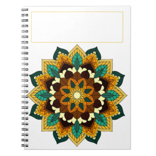 Caderno Espiral Mandala Padrão 02 em amarelo e em tom