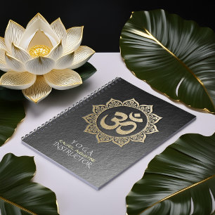 Caderno Espiral Mandala preta & Dourado do instrutor da meditaçã