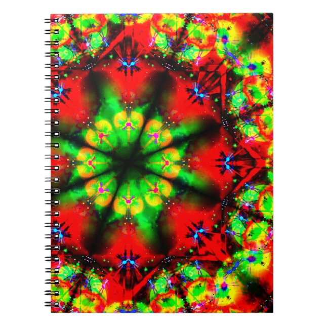 Caderno Espiral Mandala psicadélico do design (Frente)
