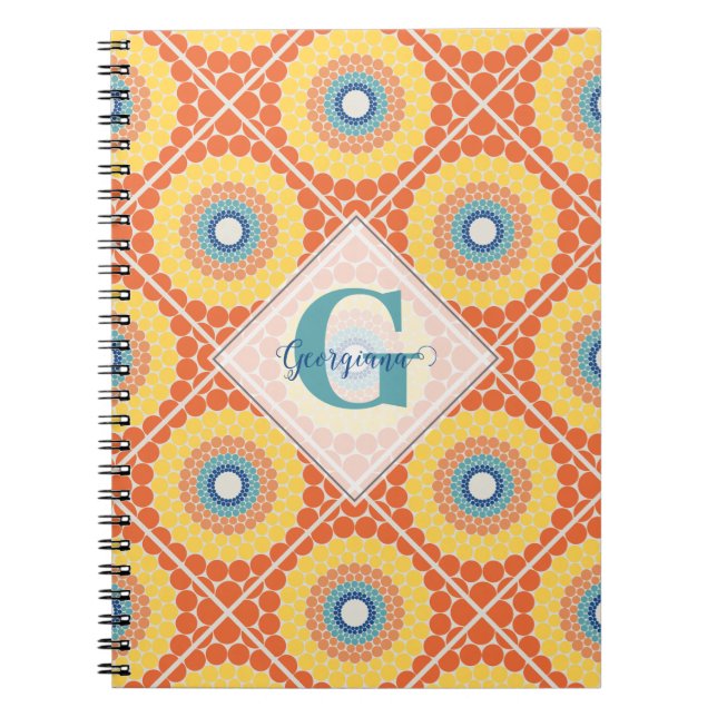 Caderno Espiral Mandala Radiante de Verão Egeu Personalizado (Frente)