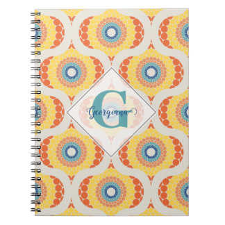 Caderno Espiral Mandala Radiante de Verão Personalizado do Egeu