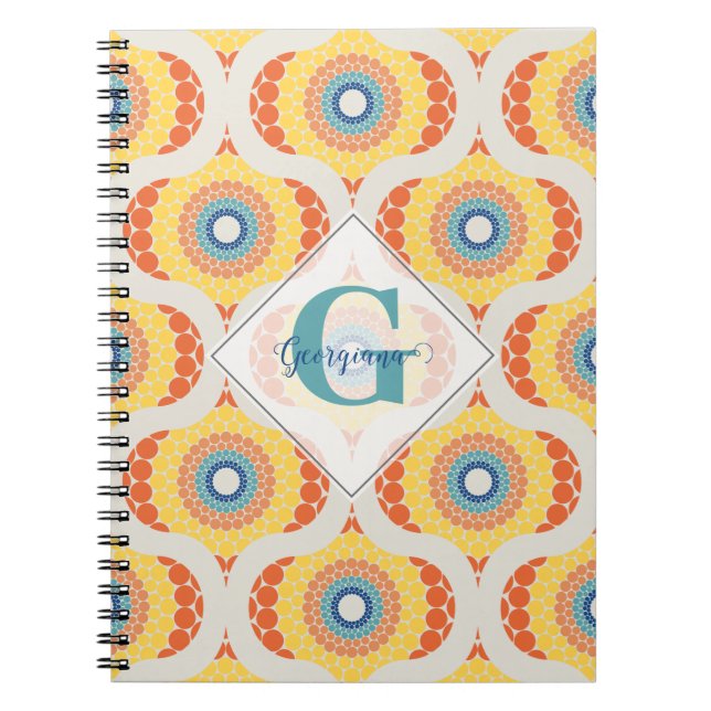 Caderno Espiral Mandala Radiante de Verão Personalizado do Egeu (Frente)