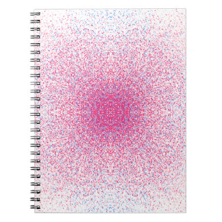 Caderno Espiral Mandala simétrica rosa e azul de grão fino
