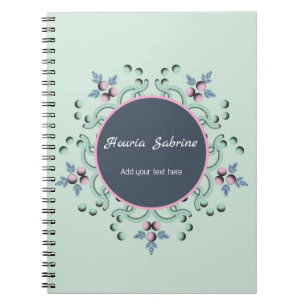 Caderno Espiral Mandalas Florais Rosa Turquesa Moderna com Rabisco