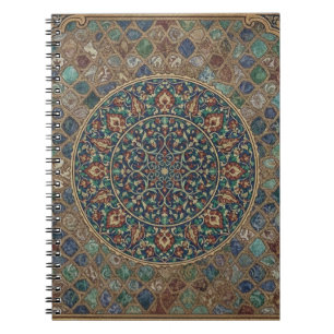 Caderno Espiral Mandalas Geométricos Islâmicos Vintage e Mosaico F