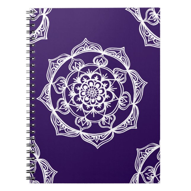 Caderno Espiral Mandalas no roxo (Frente)