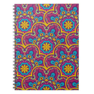 Caderno Espiral Mandalas repetidas da etnia índia tribal sem costu