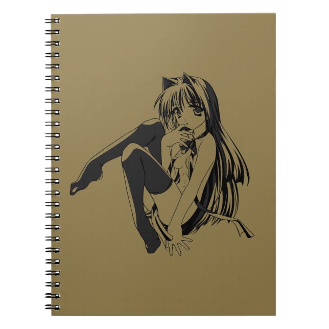 Caderno Espiral Manga, Neko Catgirl Furry Kawaii Loli  (Frente)