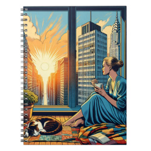 Caderno Espiral Manhã na Cidade   Mulher Refletindo