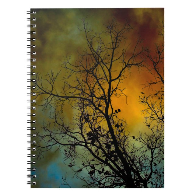 Caderno Espiral Manhã tempestuosa com bloco de notas de árvore (Frente)