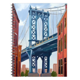 Caderno Espiral Manhattan Bridge New York City Painting