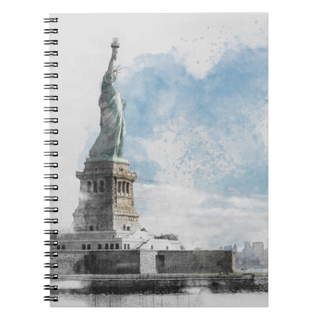 Caderno Espiral Manhattan Nyc Liberty Estátua (Frente)