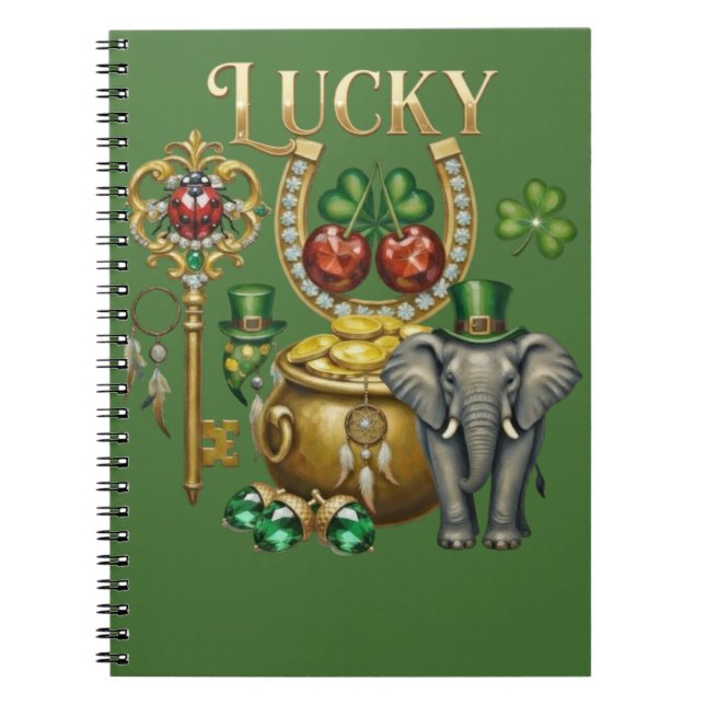 Caderno Espiral Manifest your dreams Golden lucky charm art (Frente)