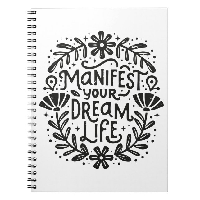 Caderno Espiral Manifesto sua vida de sonho manifestando afirmação (Frente)