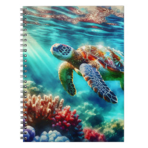 Caderno Espiral Mantendo contato   Nadação de Tartaruga do Mar