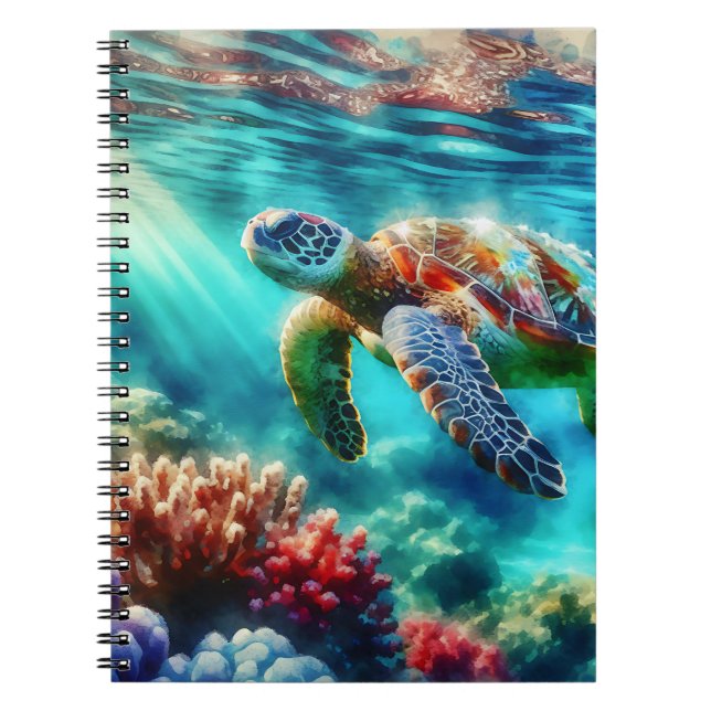 Caderno Espiral Mantendo contato | Nadação de Tartaruga do Mar (Frente)