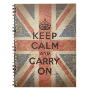 Caderno Espiral Mantenha a calma e continue com bandeira BRITÂNIC