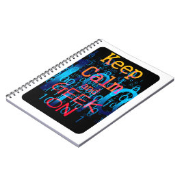 Caderno Espiral Mantenha a Calma e Continue Geek em Código Binário